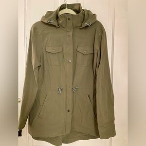 L.L. Bean Green Utility Jacket with Stand-Up Collar and Adjustable Waist